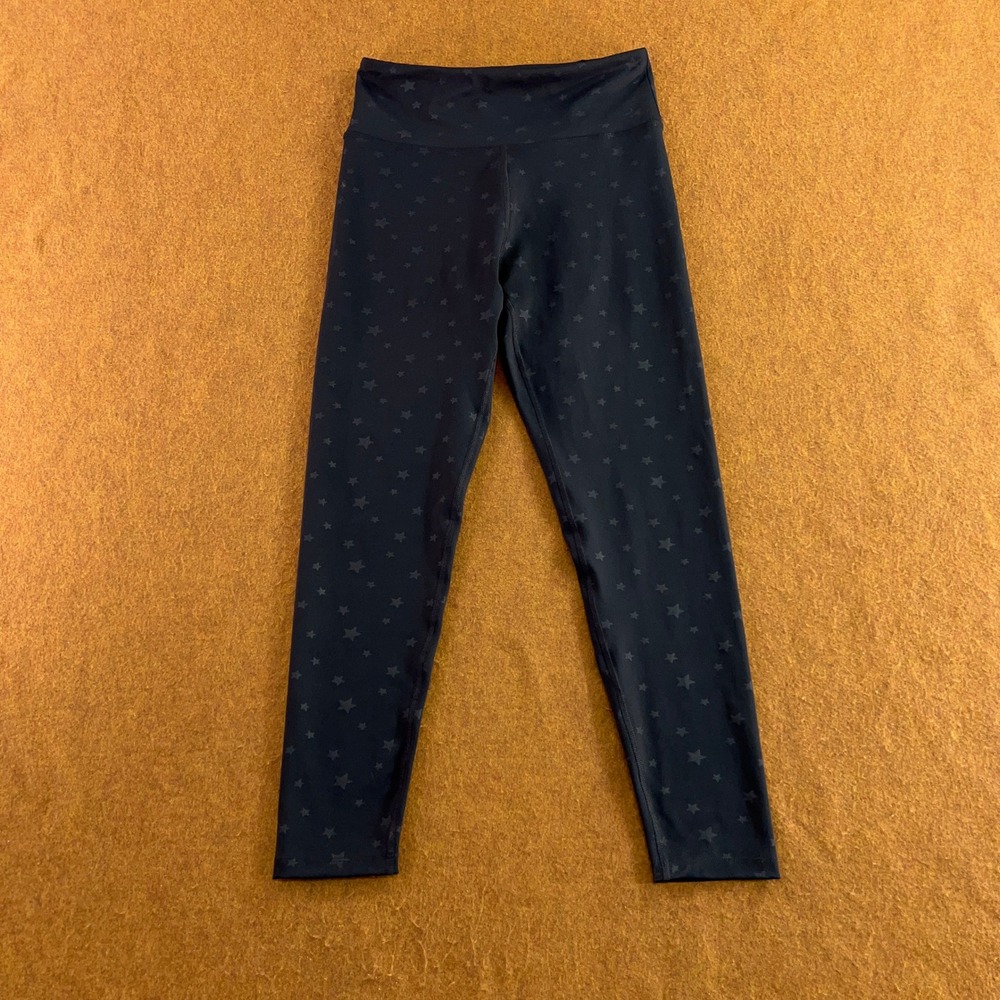 N Womens Medium Black Tonal Star Print High Rise Athletic Leggings New